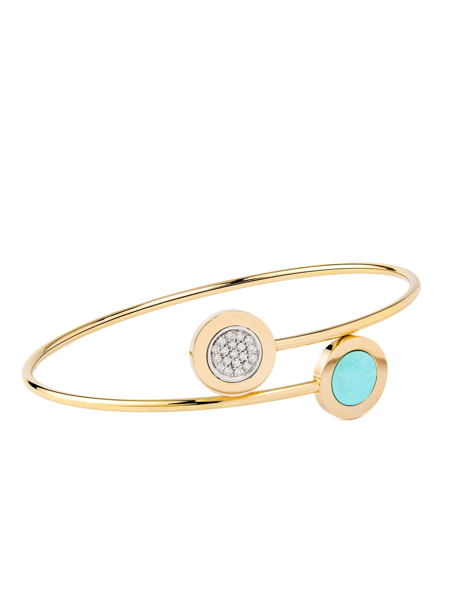 pulsera oro amarillo con diamantes y turquesas