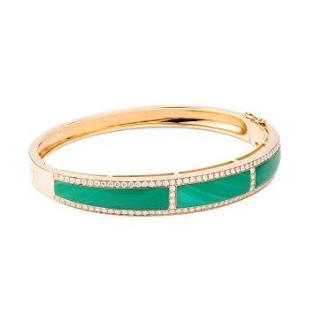 Pulsera Oro Rosa con Diamantes y Malaquita