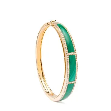 pulsera oro rosa con diamantes y malaquita