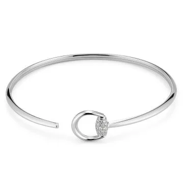 Brazalete Gucci Horsebit Oro Blanco 18K y diamantes
